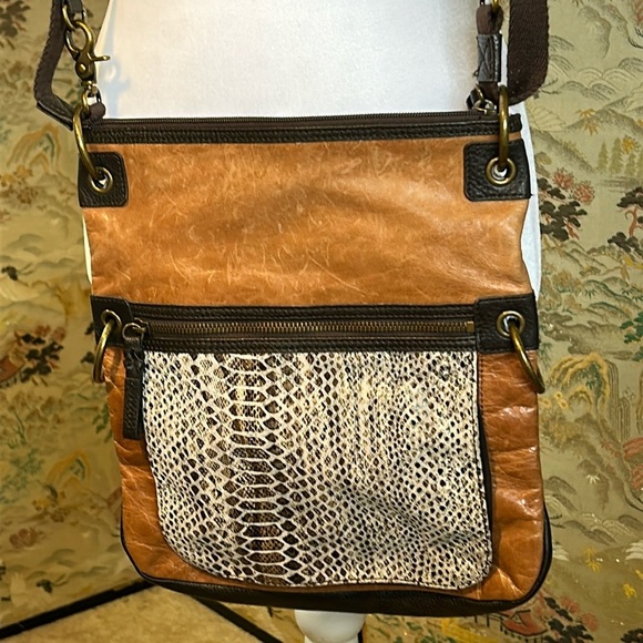 THE SAK LEATHER ANIMAL PRINT LEATHER CROSSBODY BAG - Picture 1 of 12
